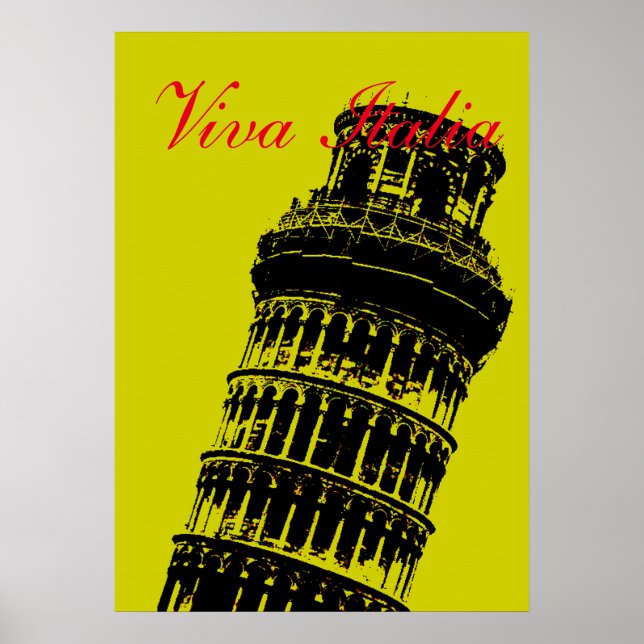 Poster Viva Italia Tour de Pise Italie Voyage Art (Devant)