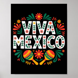 Poster Vive le Mexique, coloré, art populaire, indépendan