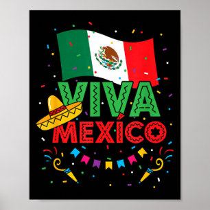 Poster Vive le Mexique enfants drapeau mexicain cinco de