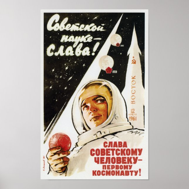Poster Vive L'Homme Soviétique - Le Premier Cosmonaute (Devant)