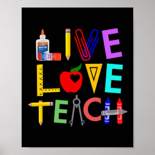 Poster Vivez Amour Enseignez Prof Fun Parfait Ck Pour l'é