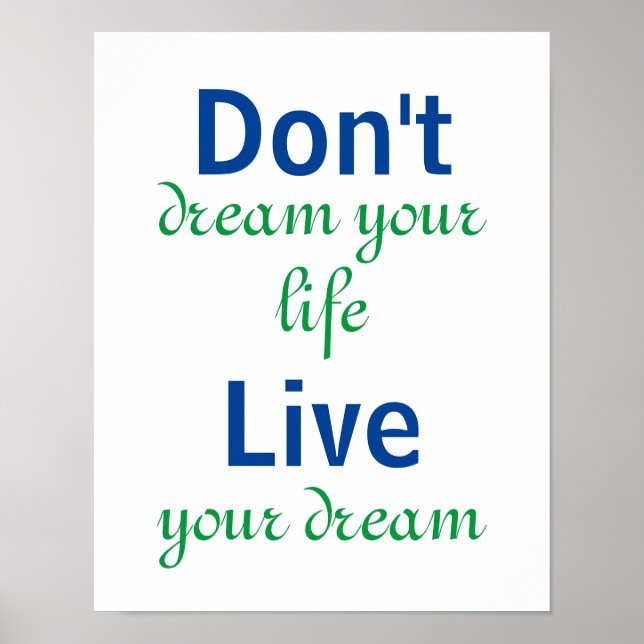 Poster Vivez votre devis de motivation de rêve (Devant)