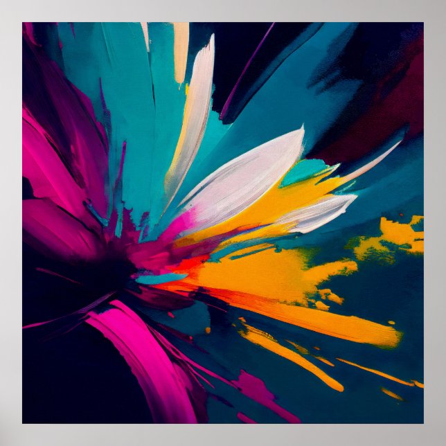 Poster Vivid Bloom – Explosive Abstract Floral Energy (Devant)