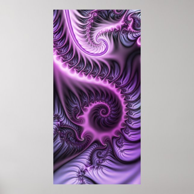 Poster Vivid Cool Abstrait rose violet Fractal Art Spiral (Devant)