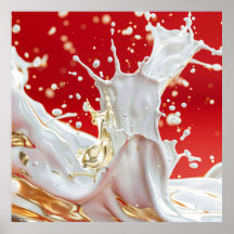 Poster vivid Cream et Red Fluid Art