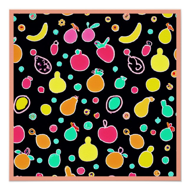 Poster Vivid Neon Motif fruité (Devant)