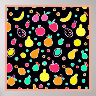 Poster Vivid Neon Motif fruité