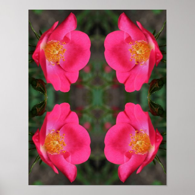 Poster Vivid Pétales rose Abstrait Art Floral (Devant)