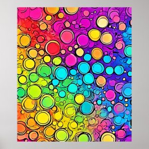 Poster Vivid Rainbow Bubble Abstraction