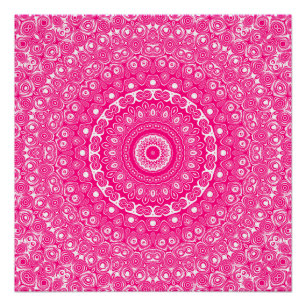 Poster Vivid Rose Pink Mandala Motif