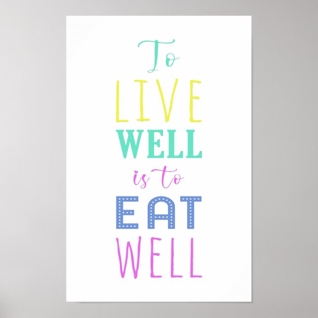 Poster Vivre bien, c'est bien manger | Manger sainement (Devant)