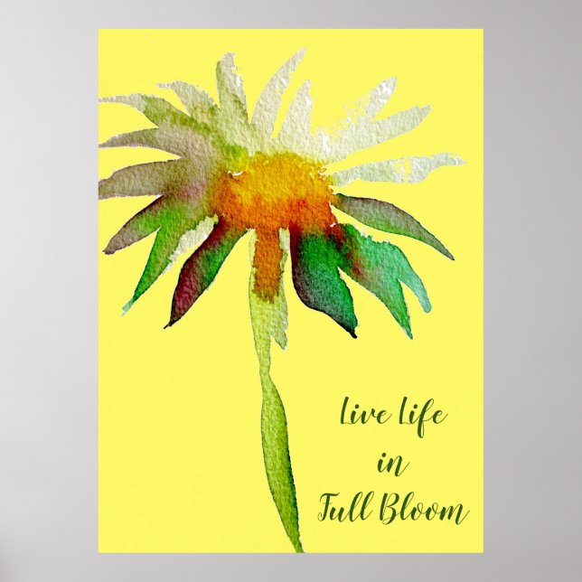 Poster Vivre en pleine floraison citation Daisy Fleur Jau (Devant)
