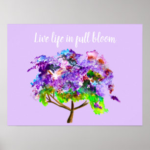 Poster Vivre en pleine floraison citation jacaranda viole