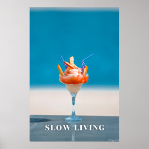 Poster Vivre Lentement : Mer Turquoise & Art de Cocktail