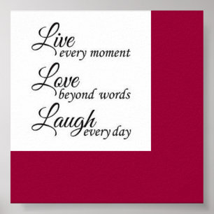 Poster vivre, rire, aimer