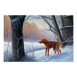 Poster Vizla Qu'il neige Noël 