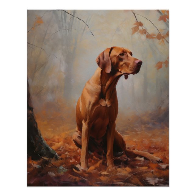 Poster Vizsla à l'automne Feuilles automne Inspire (Devant)