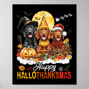 Poster Vizsla Chien Halloween Noël Joyeux Hallothanksma