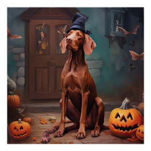 Poster Vizsla Citrouille Halloween effroi