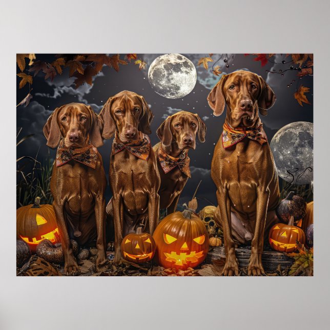 Poster Vizsla Halloween Éffrayant (Devant)
