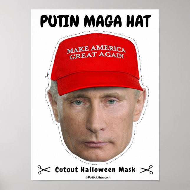Poster Vladimir Poutine Masque Casquette d'Halloween (Devant)