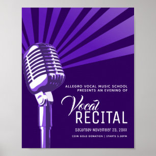 Poster Vocal récital classique microphone musique violet