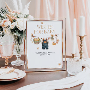 Poster Voeux Citrouille Baby shower rustique