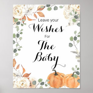 Poster Voeux de Baby shower citrouille rustique pour bébé