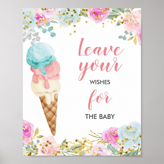 Poster Vœux de Baby Shower pour bébé Glace   (Devant)