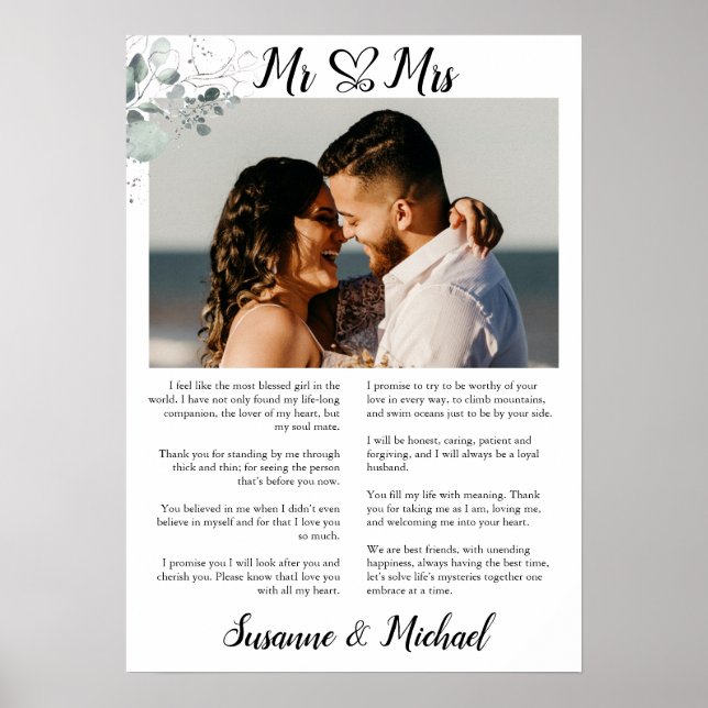 Poster Voeux de mariage avec photo, Cadeau d'impression d (Devant)