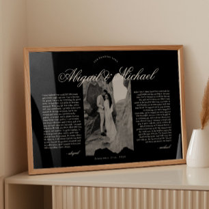 Poster Vœux de mariage écriture moderne noir et blanc ave