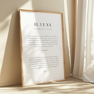 Poster Vœux de mariage minimalistes élégants noir et blan