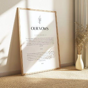 Poster Vœux de mariage personnalisés floraux minimalistes