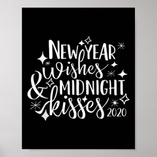 Poster Vœux de Nouvel An et baisers de minuit Bonne année
