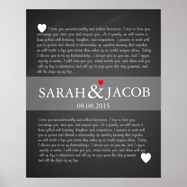 Poster Voeux mariages imprimer cadeau d'anniversaire (Devant)