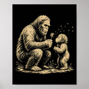Poster Vœux qui soufflent drôle de Bigfoot qui souffle su