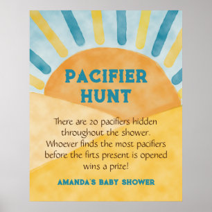 Poster Voici Blue Sunshine Baby shower Fun Hunt Game