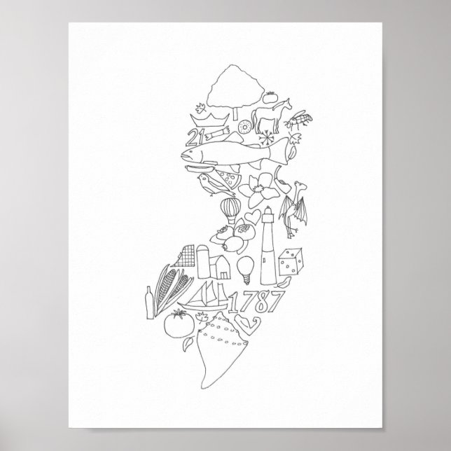 Poster Voici Jersey dessiné à la main (Devant)