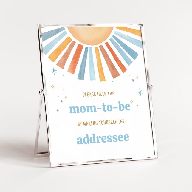 Poster Voici la station Son Baby shower Enveloppe (Boho Sunshine Baby Shower Envelope Station Sign)
