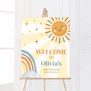 Poster Voici l'accueil du Baby shower Son Retro