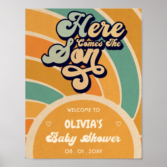 Poster Voici L'Accueil Du Baby shower Son Retro (Devant)