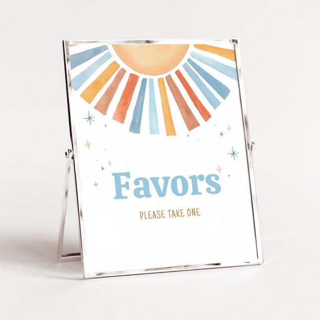 Poster Voici le Baby shower Fils Faveurs (Boho Sunshine Baby Shower Favors Sign)