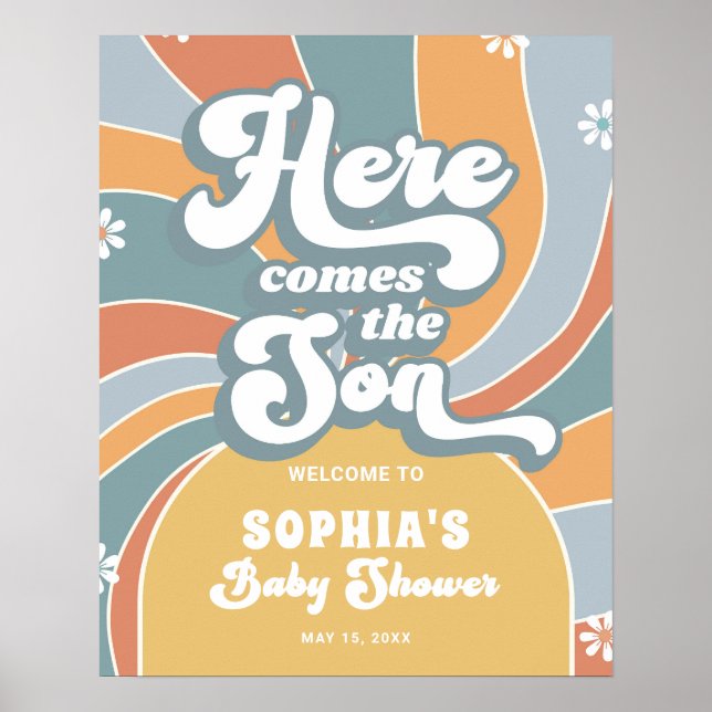 Poster Voici Le Baby shower Super Son Bienvenue (Devant)