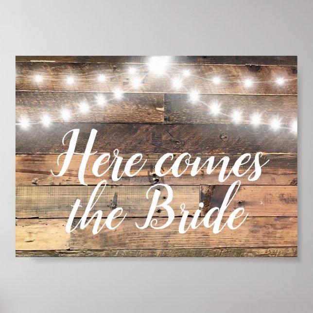 Poster Voici Le Bride Rustic Wood Lights Strands (Devant)