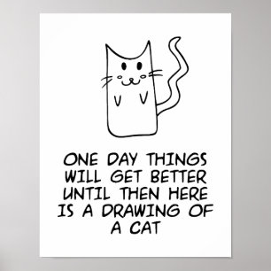 Poster Voici le dessin d'un chat