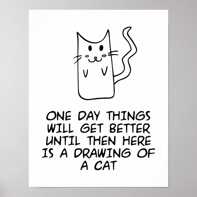 Poster Voici le dessin d'un chat (Devant)