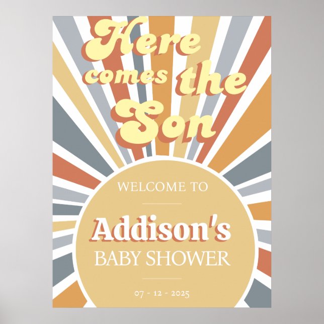 Poster Voici le signe de bienvenue du Baby shower Son (Devant)