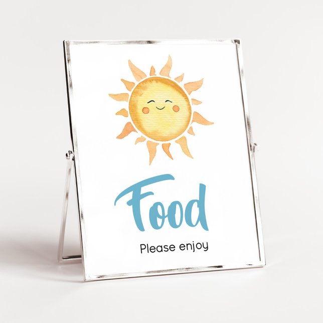 Poster Voici le Son mignon Baby shower soleil (Sunshine Here Comes the Son Baby Shower Food Sign)