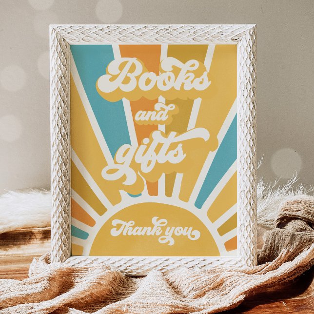 Poster Voici Le Son Sun Baby shower Livres Et Cadeaux (Créateur téléchargé)
