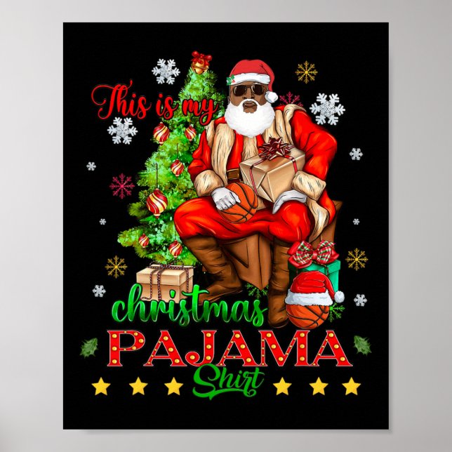 Poster Voici mon pyjama de Noël Noir Africain-Américain (Devant)